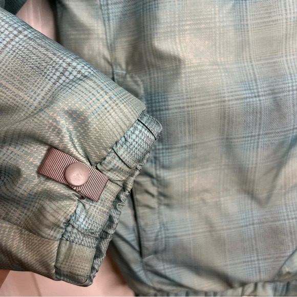 The North Face Girl Puffer Jacket Blue Green Gray Plaid Full Zip Size Medium GUC - Picture 2 of 7